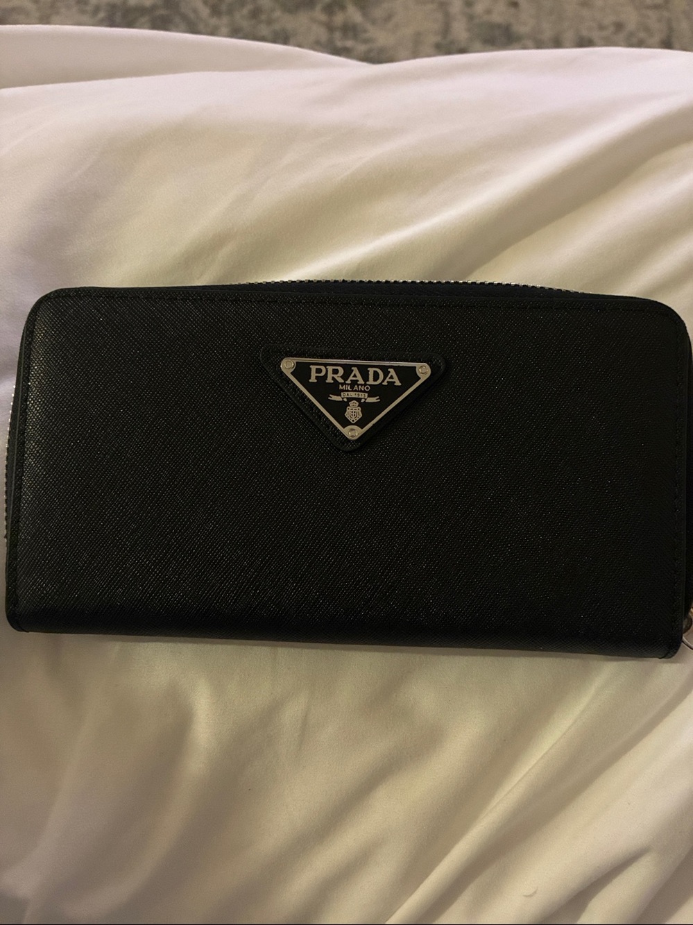 Prada Black Saffiano Zip-Around Wallet w Silver Hardware, BRAND NEW!